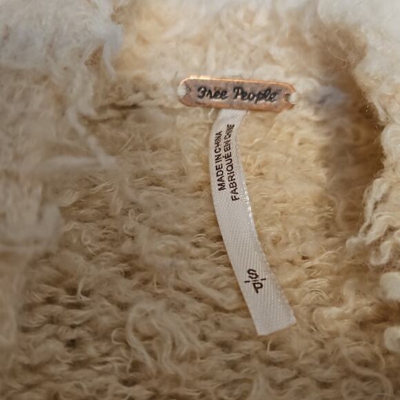 Free People Beige Cream Wool Blend Open Front Cardigan Sweater - Picture 4 of 7